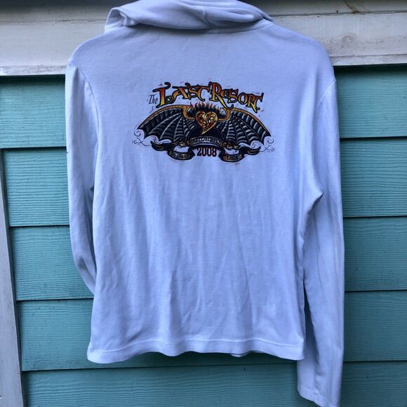 Biketoberfest Daytona Women M Hoodie Bikercore Tattoo Style Sweatshirt Bat Logo - Picture 12 of 16